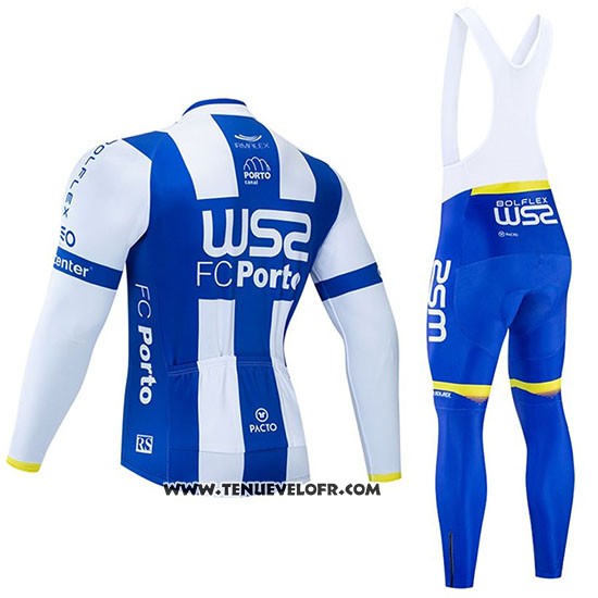 2020 Maillot Ciclismo W52-FC Porto Blanc Bleu Manches Longues et Cuissard